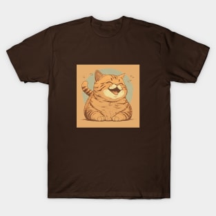 2d Illustration of smiling cat lying with closed eyes T-Shirt